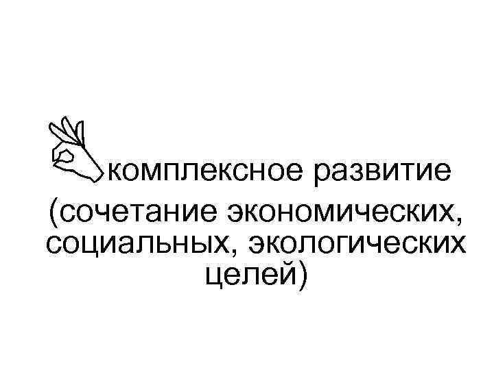  комплексное развитие (сочетание экономических, социальных, экологических целей) 