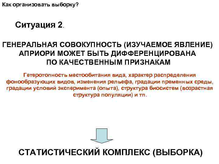 Как организовать выборку? Ситуация 2. ГЕНЕРАЛЬНАЯ СОВОКУПНОСТЬ (ИЗУЧАЕМОЕ ЯВЛЕНИЕ) АПРИОРИ МОЖЕТ БЫТЬ ДИФФЕРЕНЦИРОВАНА ПО