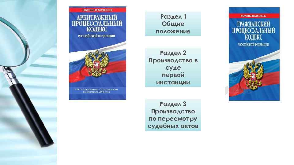 Раздел 1 Общие положения Раздел 2 Производство в суде первой инстанции Раздел 3 Производство