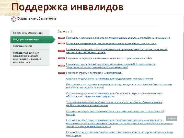 Поддержка инвалидов 