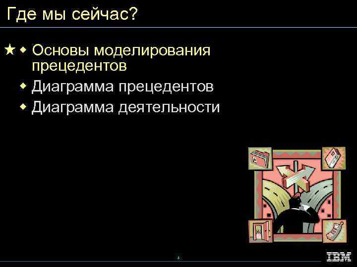 Где мы сейчас? w Основы моделирования прецедентов w Диаграмма деятельности 3 