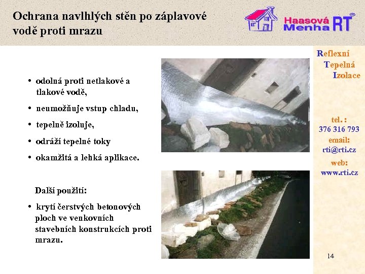 Ochrana navlhlých stěn po záplavové vodě proti mrazu • odolná proti netlakové a tlakové