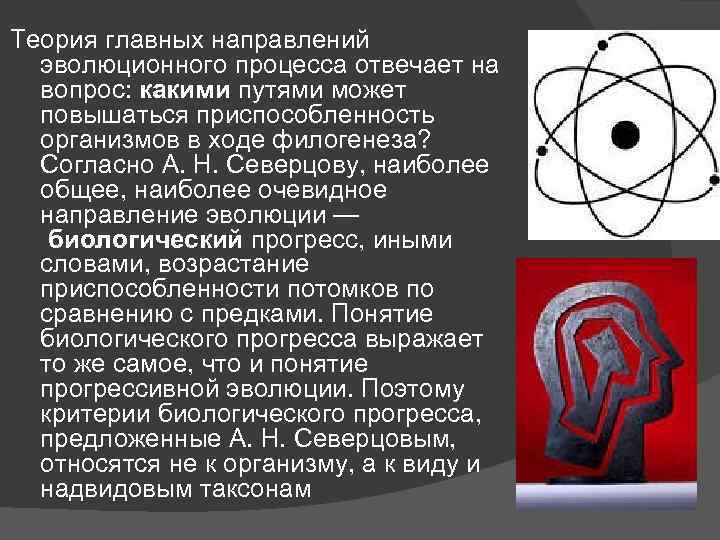 Теория главных направлений эволюционного процесса отвечает на вопрос: какими путями может повышаться приспособленность организмов