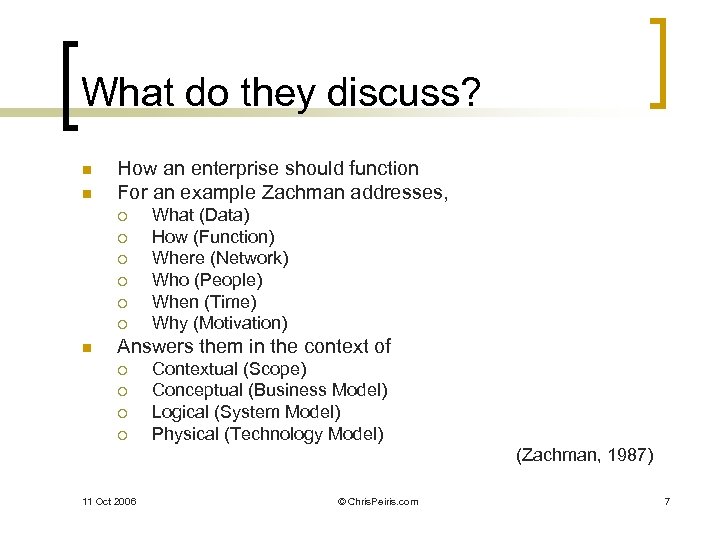 What do they discuss? n n How an enterprise should function For an example