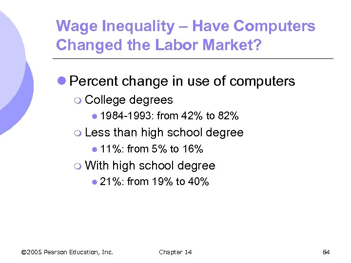 Wage Inequality – Have Computers Changed the Labor Market? l Percent change in use
