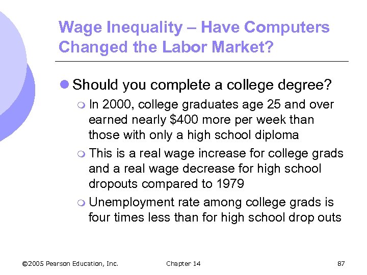 Wage Inequality – Have Computers Changed the Labor Market? l Should you complete a