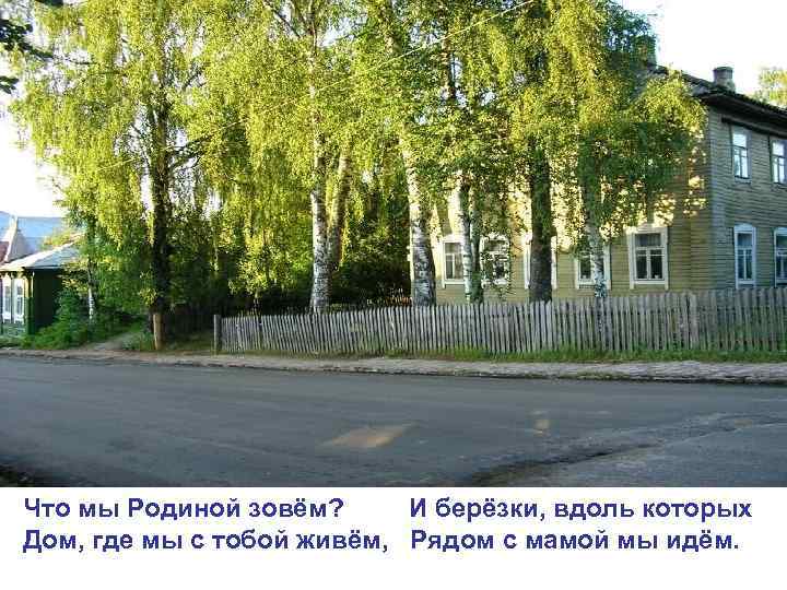 Что мы Родиной зовём? И берёзки, вдоль которых Дом, где мы с тобой живём,