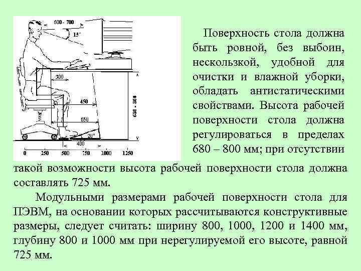  Поверхность стола должна быть ровной, без выбоин, нескользкой, удобной для очистки и влажной