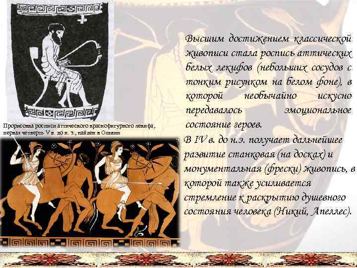 Прорисовка росписи аттического краснофигурного лекифа, первая четверть V в. до н. э. , найден