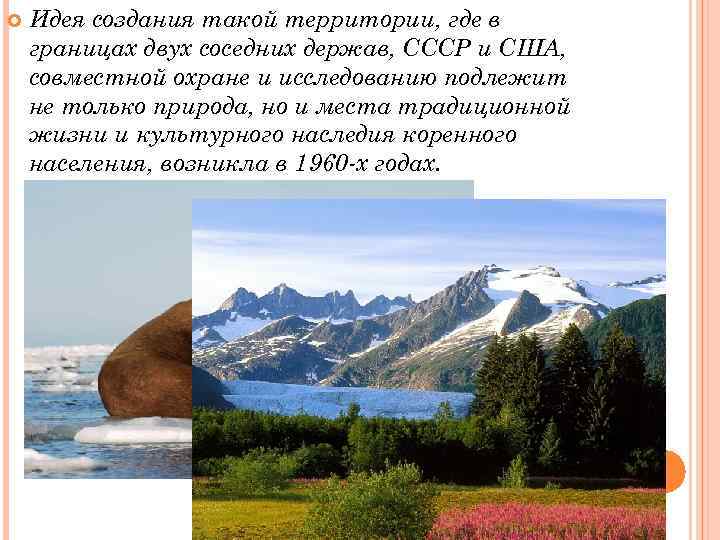  Идея создания такой территории, где в границах двух соседних держав, СССР и США,