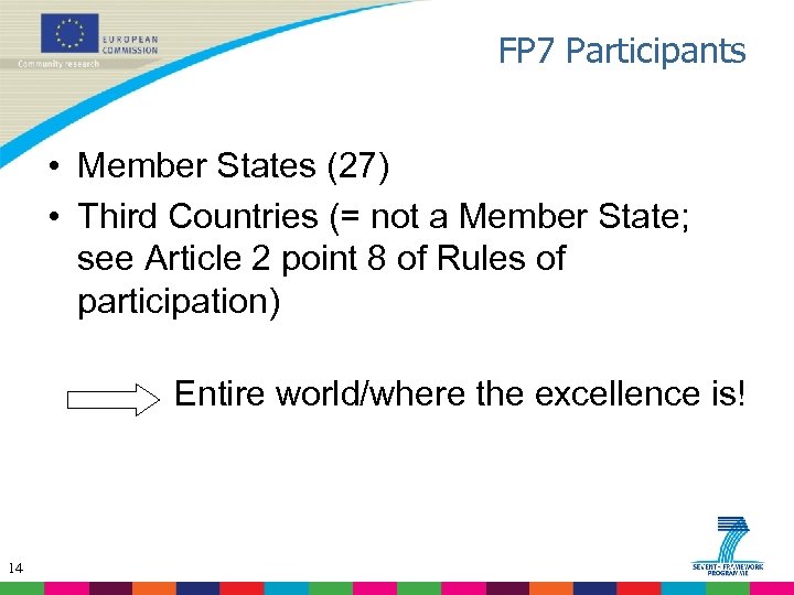 FP 7 Participants • Member States (27) • Third Countries (= not a Member