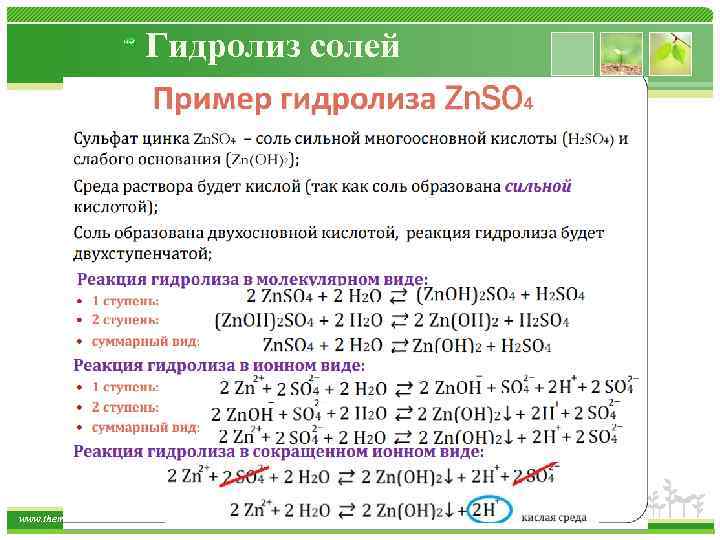 Гидролиз солей www. themegallery. com 
