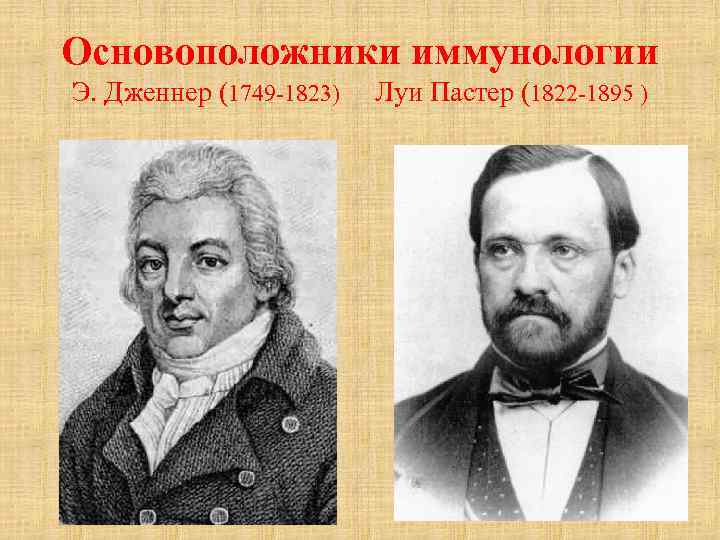 Основоположники иммунологии Э. Дженнер (1749 -1823) Луи Пастер (1822 -1895 ) 