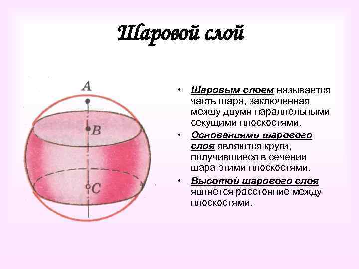 Поверхность называется замкнутой. Площадь поверхности шарового слоя. Объем шарового слоя формула. Площадь поверхности слоя шара. Шаровой слой осевое сечение.