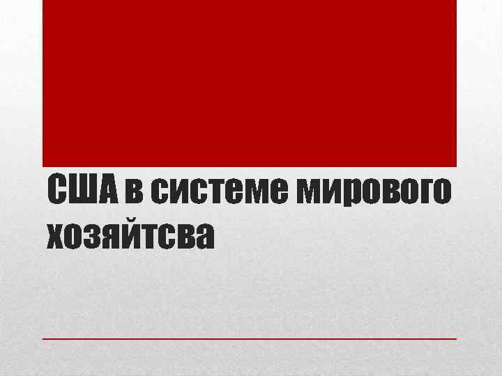 США в системе мирового хозяйтсва 