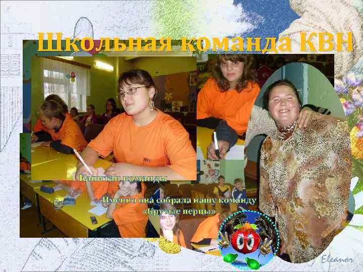 Школьная команда КВН Капитан команды Именно она собрала нашу команду «Крутые перцы» 