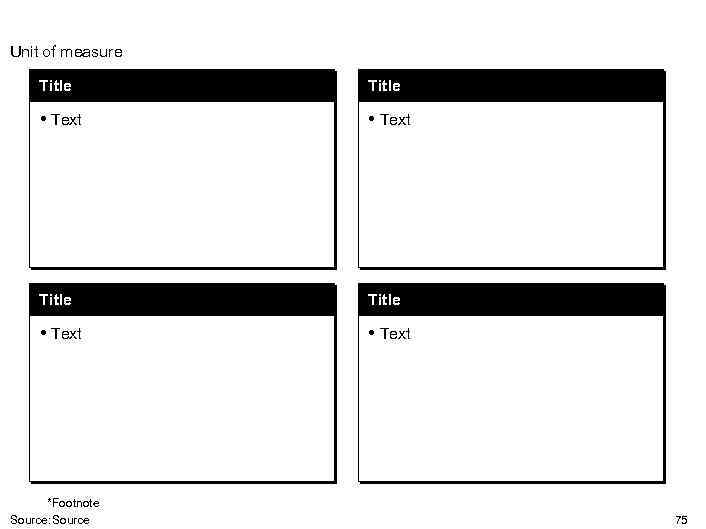 Unit of measure Title • Text *Footnote Source: Source 75 