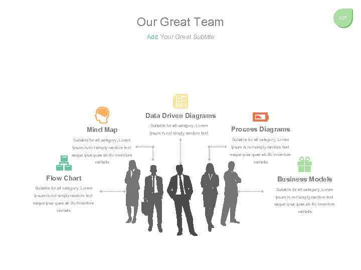 Our Great Team 107 Add Your Great Subtitle Data Driven Diagrams Mind Map Suitable