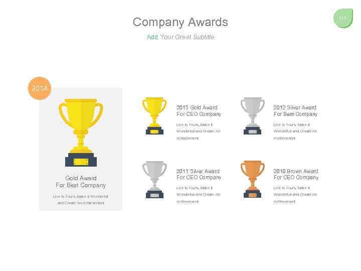 Company Awards 111 Add Your Great Subtitle 2014 2013 Gold Award For CEO Company