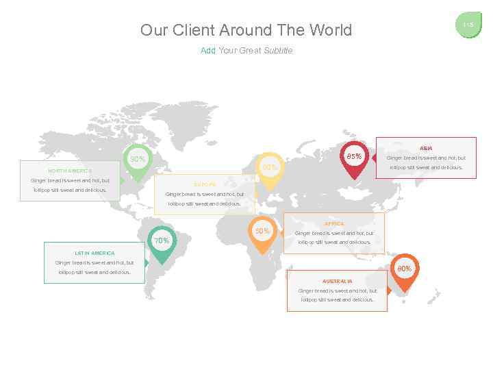 Our Client Around The World 115 Add Your Great Subtitle ASIA 85% 90% 80%