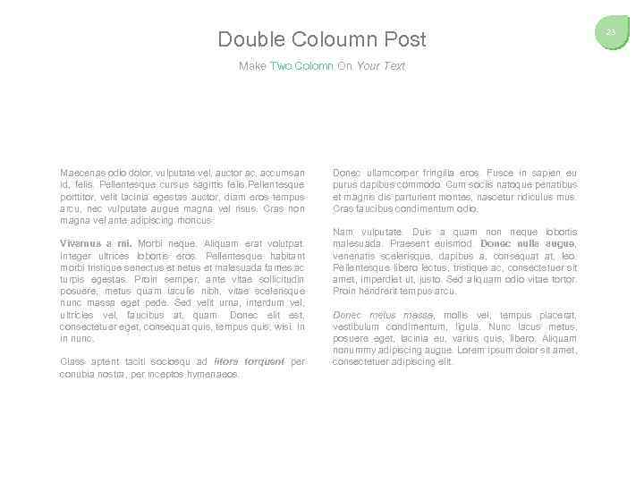 Double Coloumn Post Make Two Colomn On Your Text Maecenas odio dolor, vulputate vel,