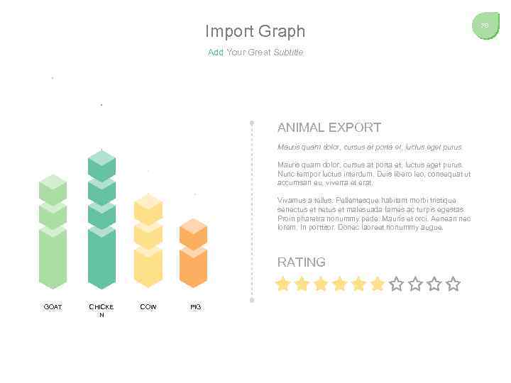 Import Graph Add Your Great Subtitle ANIMAL EXPORT Mauris quam dolor, cursus at porta