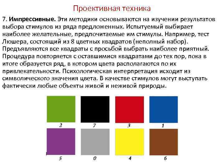 Цвета люшера значение