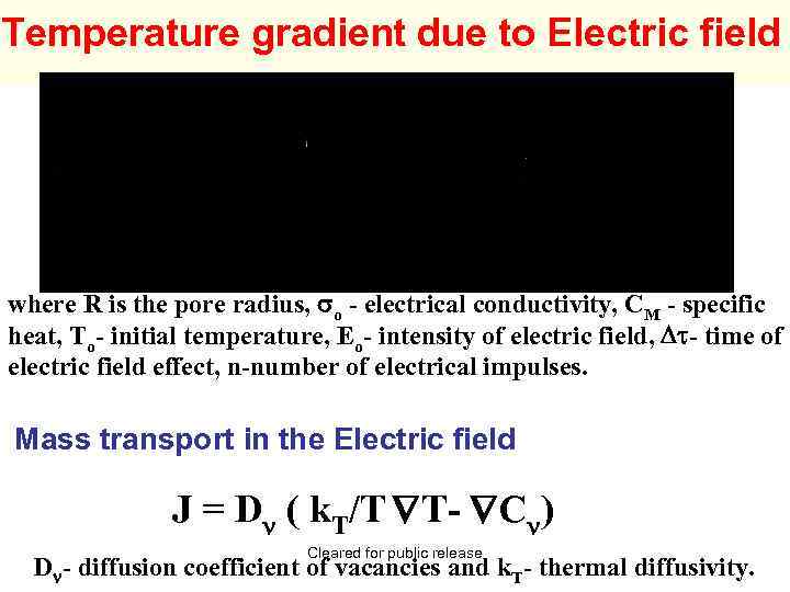 Temperature gradient due to Electric field where R is the pore radius, o -