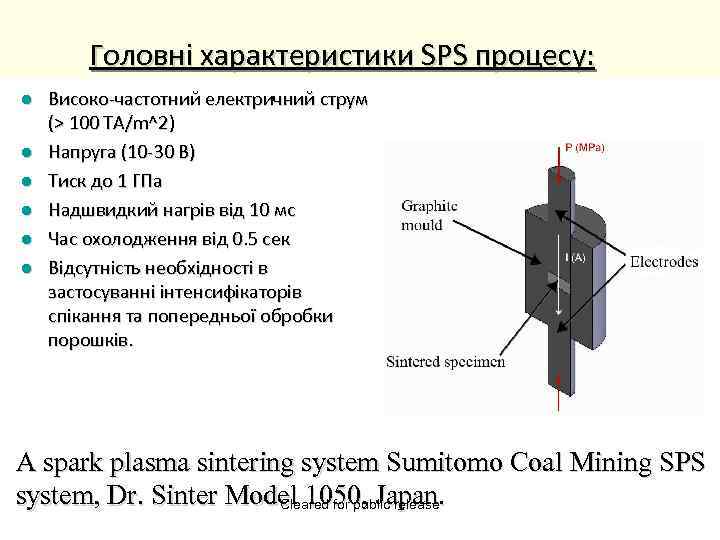 Головні характеристики SPS процесу: l l l Високо-частотний електричний струм (> 100 TA/m^2) Напруга