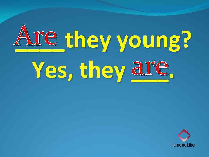 Are ____they young? are Yes, they ___. 