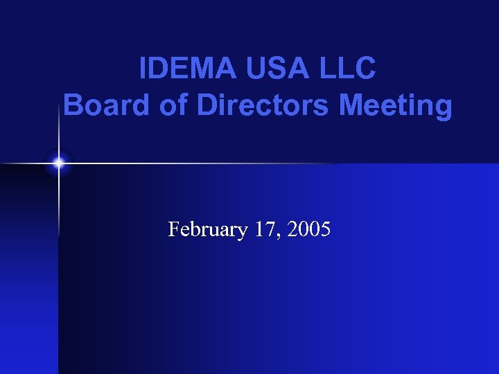 IDEMA USA LLC Board of Directors Meeting February 17, 2005 