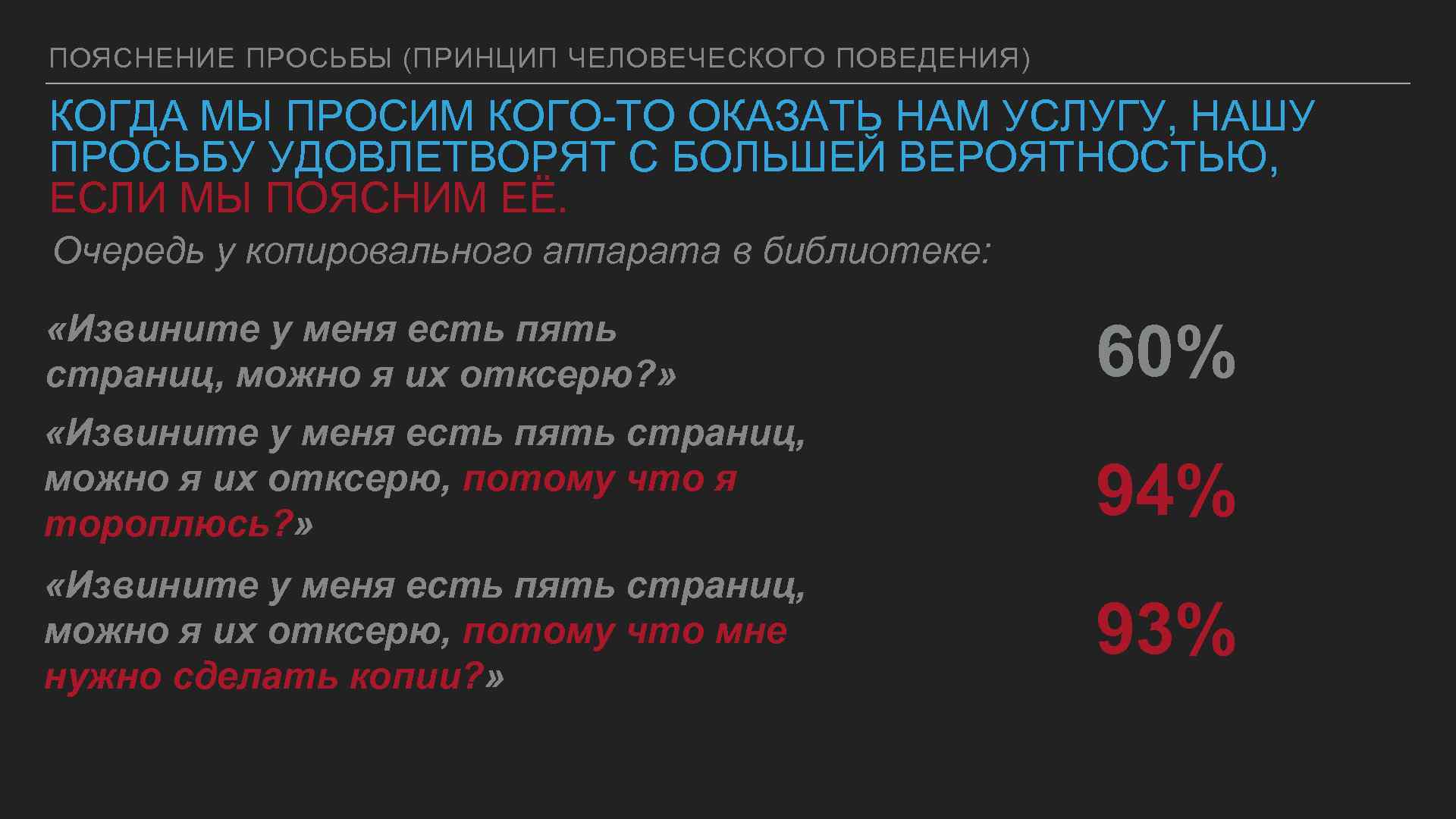 ПОЯСНЕНИЕ ПРОСЬБЫ (ПРИНЦИП ЧЕЛОВЕЧЕСКОГО ПОВЕДЕНИЯ) КОГДА МЫ ПРОСИМ КОГО-ТО ОКАЗАТЬ НАМ УСЛУГУ, НАШУ ПРОСЬБУ