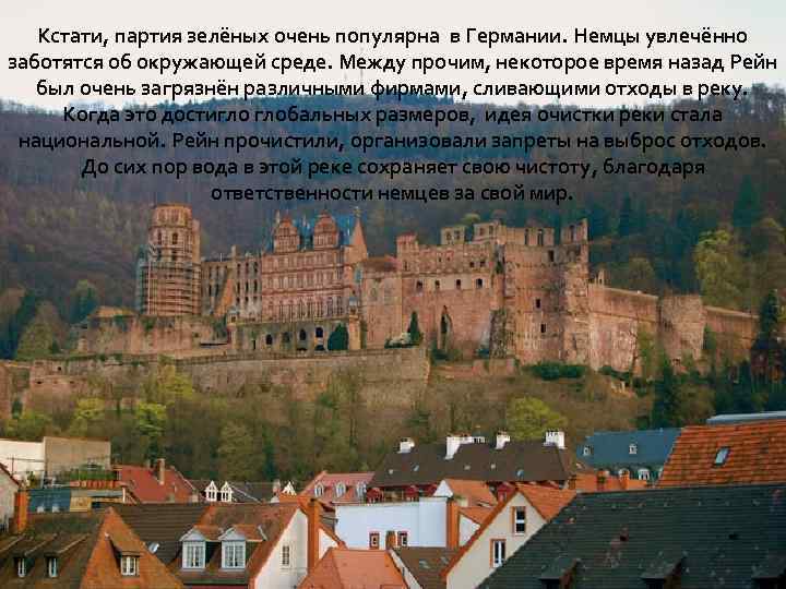Кстати, партия зелёных очень популярна в Германии. Немцы увлечённо заботятся об окружающей среде. Между