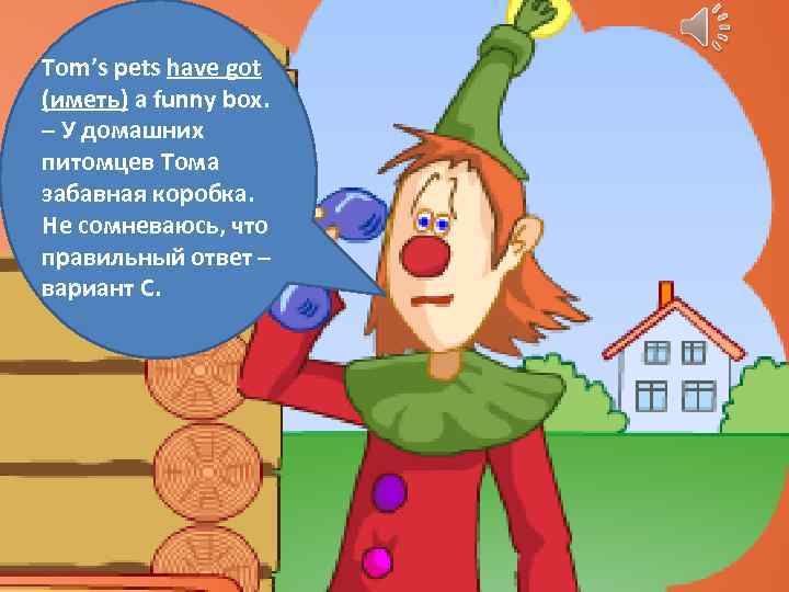 Tom’s pets have got (иметь) a funny box. – У домашних питомцев Тома забавная