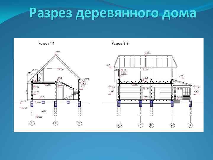 Разрез деревянного дома 