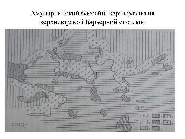 Амударьинский бассейн, карта развития верхнеюрской барьерной системы 