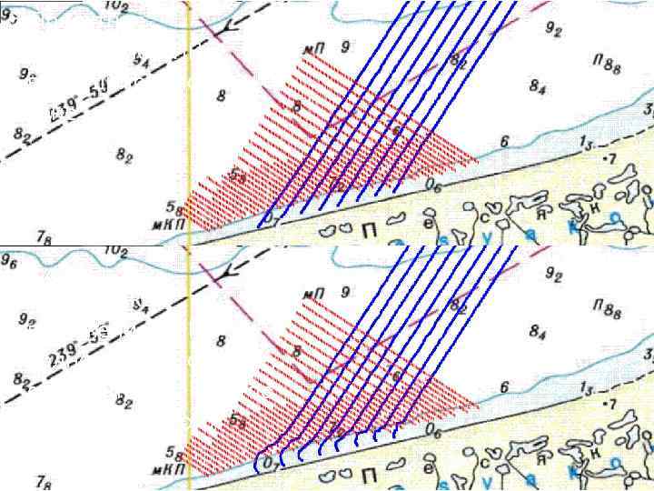 v. Проектное положение ЛПП в волноприбойной зоне v. Фактическое положение ЛПП в волноприбойной зоне,