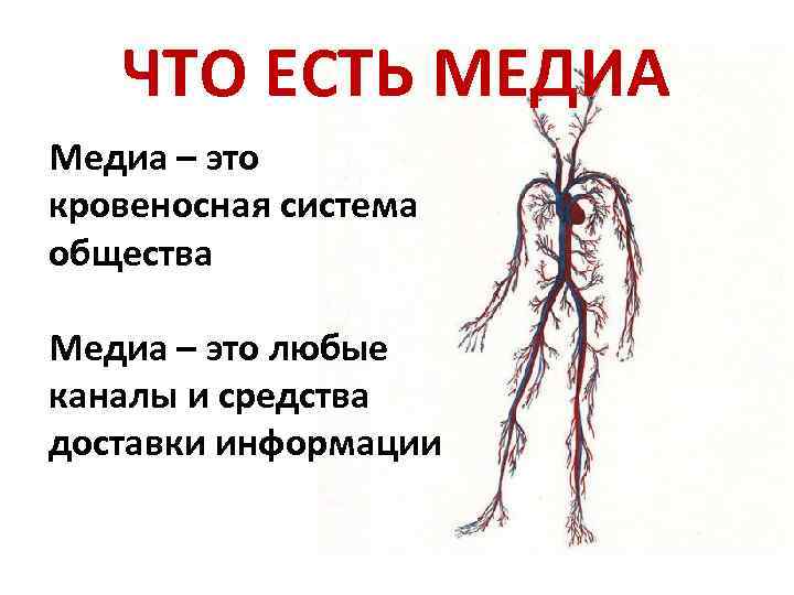 ЧТО ЕСТЬ МЕДИА Медиа – это кровеносная система общества Медиа – это любые каналы