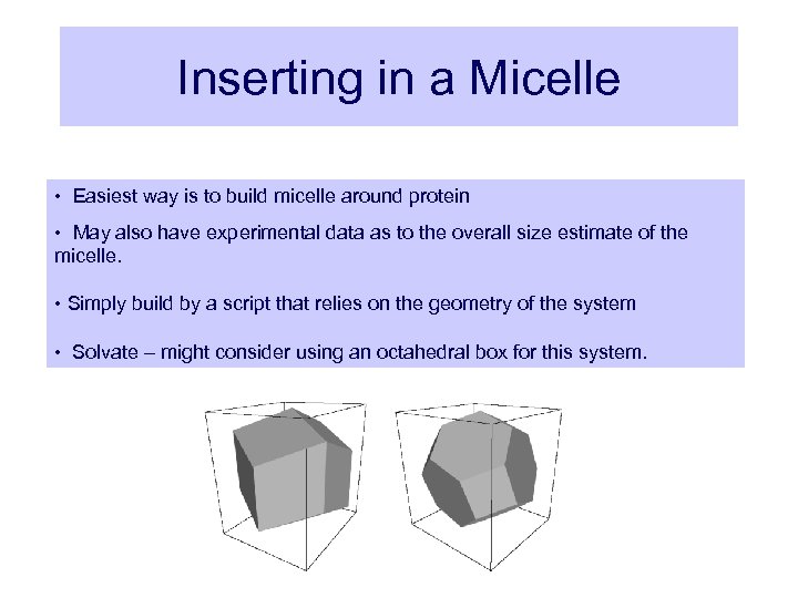 Inserting in a Micelle • Easiest way is to build micelle around protein •
