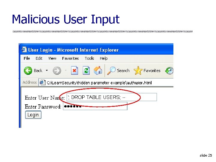 Malicious User Input slide 25 
