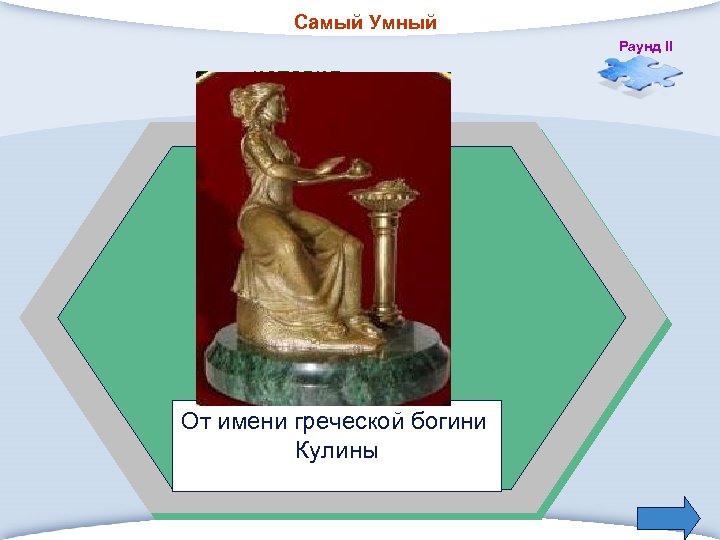 Самый Умный Раунд II Тема: ИСТОРИЯ 3. Каково происхождение слова «кулинария» ? От имени