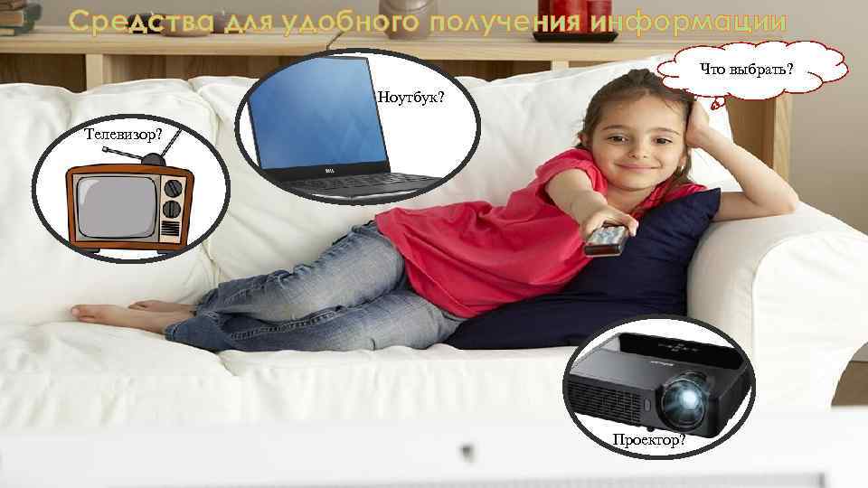 Средства для удобного получения информации Что выбрать? Что Ноутбук? Телевизор? Проектор? 