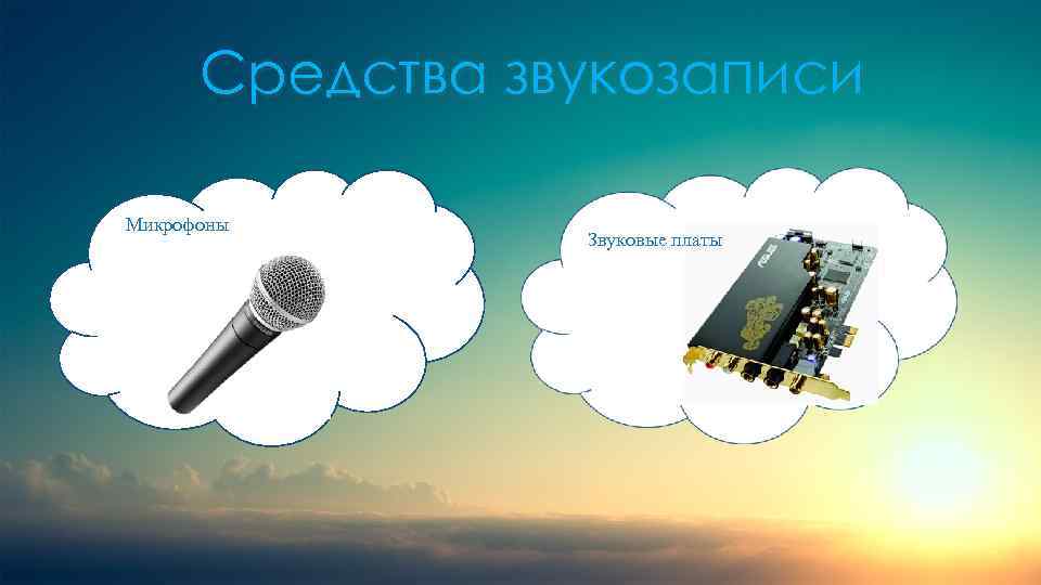 Средства звукозаписи Микрофоны Звуковые платы 