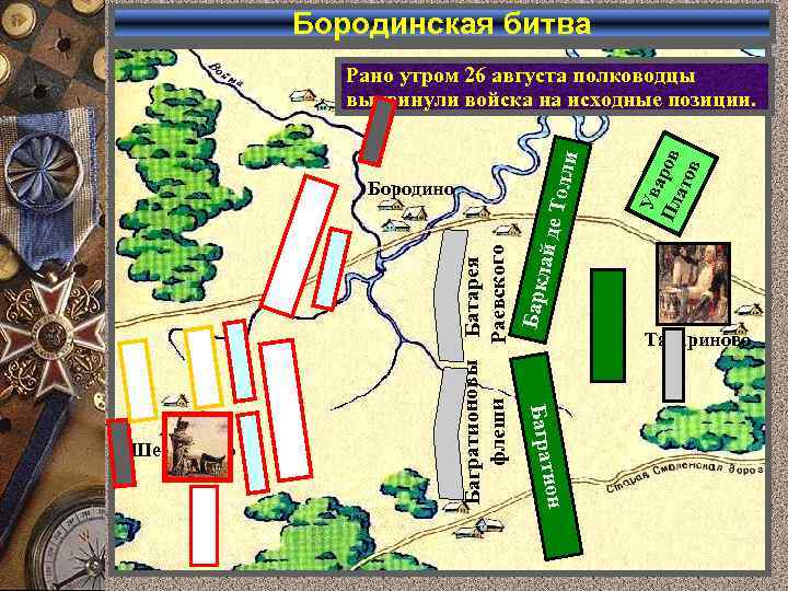 Бородинская битва ион Баграт Шевардино Ув а Пл ров ато в Багратионовы Батарея флеши