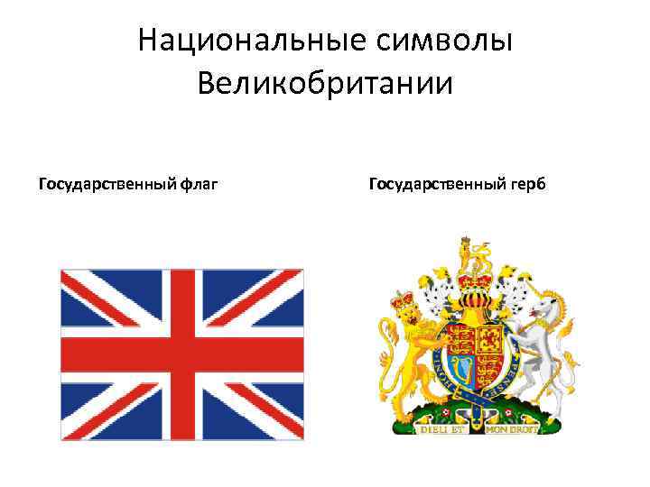 Национальные символы Великобритании Государственный флаг Государственный герб 