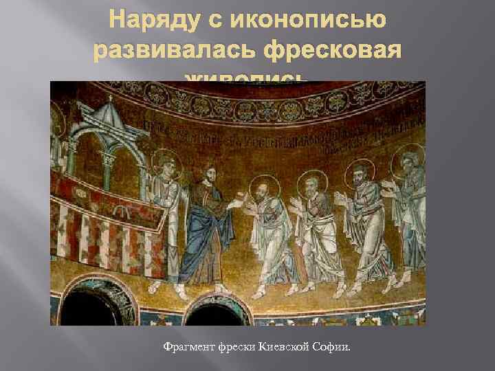 Наряду с иконописью развивалась фресковая живопись Фрагмент фрески Киевской Софии. 