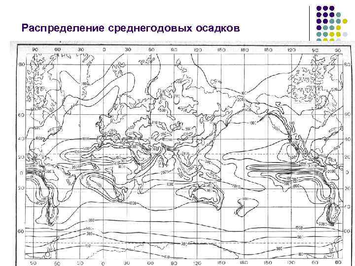 Распределение среднегодовых осадков 