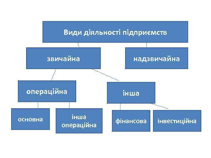 Види діяльності підприємств звичайна операційна основна інша операційна надзвичайна інша фінансова інвестиційна 