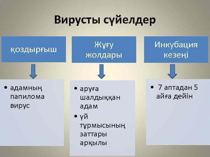 Вирусты сүйелдер қоздырғыш • адамның папилома вирус Жұғу жолдары • аруға шалдыққан адам •