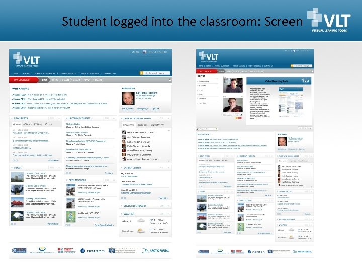 Student logged into the classroom: Screen 